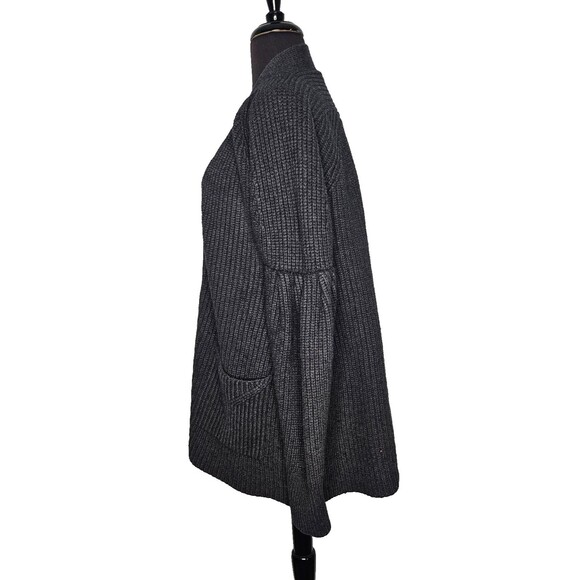 Anthropologie KNITTED & KNOTTED Posie Cardigan Lrg Gray Elbow Balloon Sleeve - Picture 6 of 11